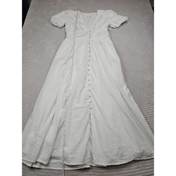 Anthropologie Dress Womens Size 8 The Katerina Button-Front White Cottagecore - Picture 4 of 10